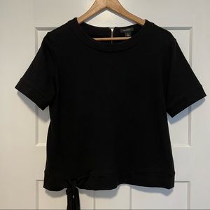 Halogen boxy black top with tie-hem detail